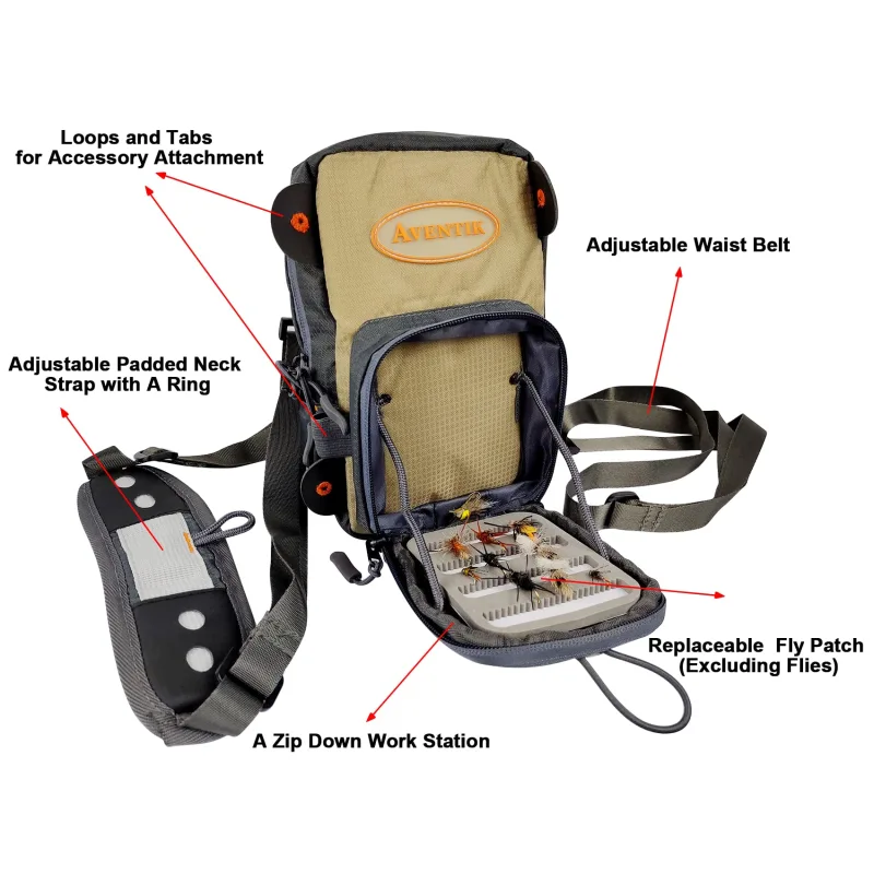 EUPHENG Aventik Tenkara Sling Bag, Adjustable Outdoor Fishing Shoulder  Backpack, Large Capacity with Multi Function