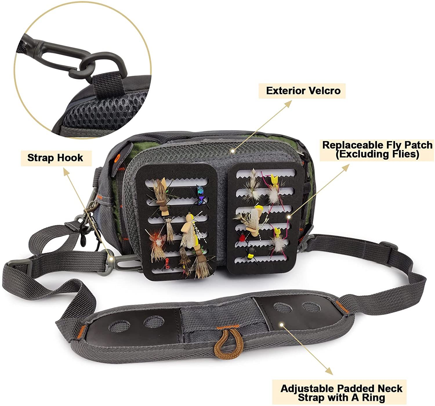 Eupheng Fishing Chest Pack Multifunctional Light Weight Fly Fishing Chest Bag Excellent For Surf Fishing with Multi Pockets Fly Patch & Expendable Working Station Fishing Chest Pack for River Lake Sea Wading Fishing Travel Trip