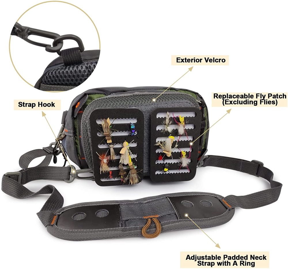 Eupheng Fishing Chest Pack Multifunctional Light Weight Fly Fishing Chest Bag Excellent For Surf Fishing with Multi Pockets Fly Patch & Expendable Working Station Fishing Chest Pack for River Lake Sea Wading Fishing Travel Trip