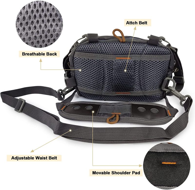 Eupheng Fishing Chest Pack Multifunctional Light Weight Fly Fishing Chest Bag Excellent For Surf Fishing with Multi Pockets Fly Patch & Expendable Working Station Fishing Chest Pack for River Lake Sea Wading Fishing Travel Trip