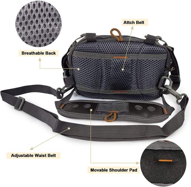 Eupheng Fishing Chest Pack Multifunctional Light Weight Fly Fishing Chest Bag Excellent For Surf Fishing with Multi Pockets Fly Patch &amp; Expendable Working Station Fishing Chest Pack for River Lake Sea Wading Fishing Travel Trip