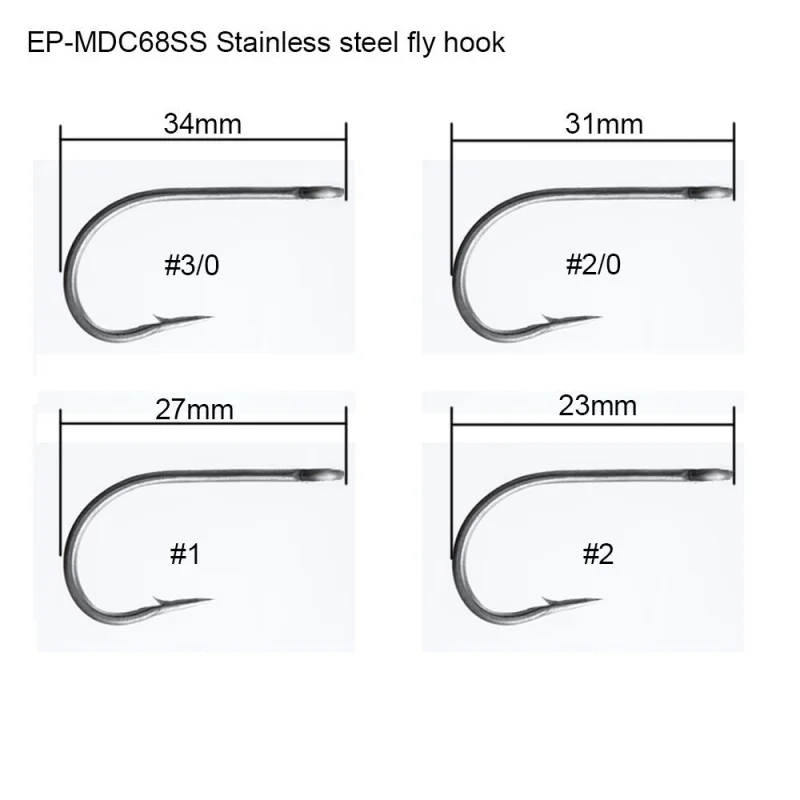 Eupheng 50 pc Each Pack Plus Best Salt Water Stainless Steel Fly Hook Collection O'Shaughnessy Tarpon Hook