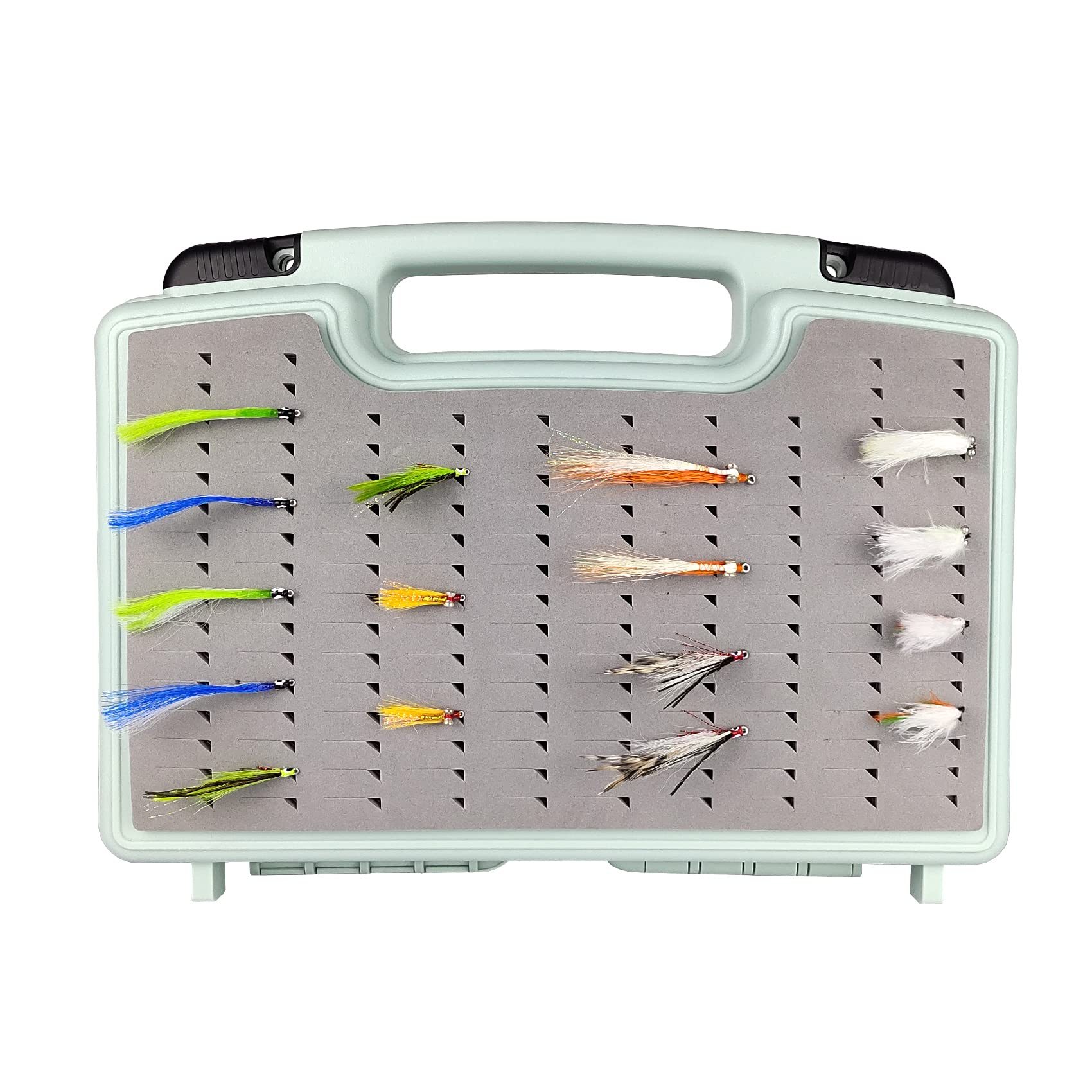 Streamer Fly Boxes Click Lock Large Streamer Flies Foams Fishing Tackle Box Boating Fishing Boxes 10.43X8.27X3.15inch (Boat box M-Black)