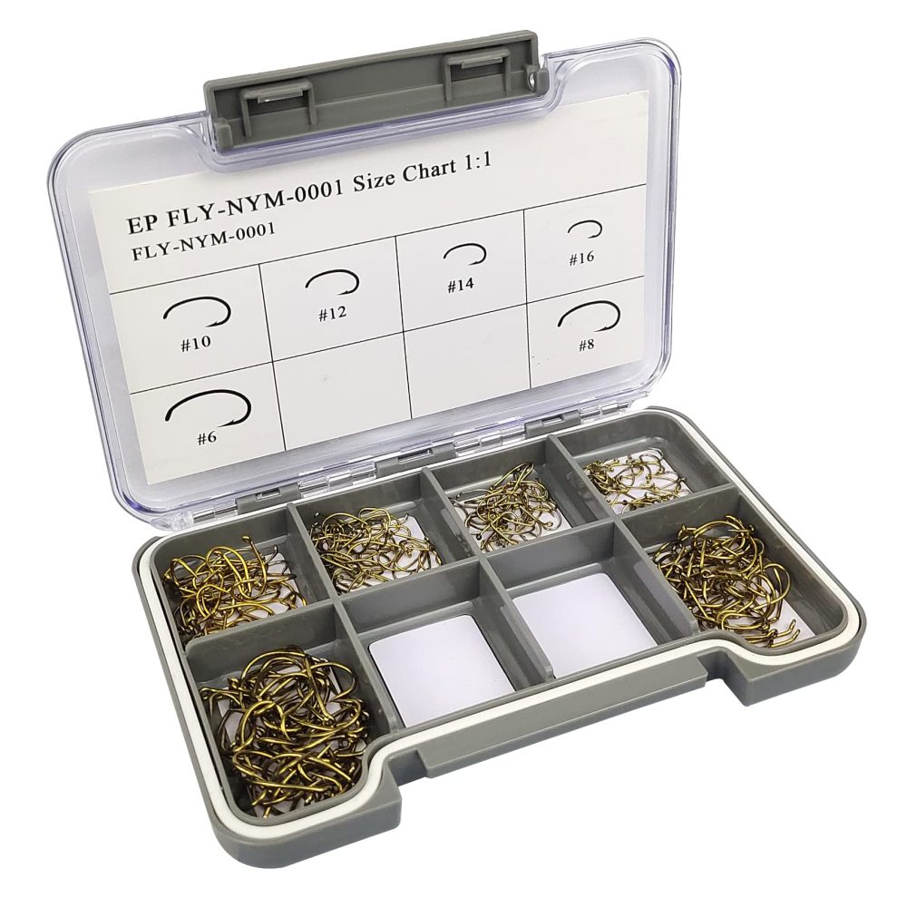 Fishing Hooks High Carbon Steel Wide Gap Offset Fly Fishing Hook Set for Fly Tying Dry Wet Nymph Flies