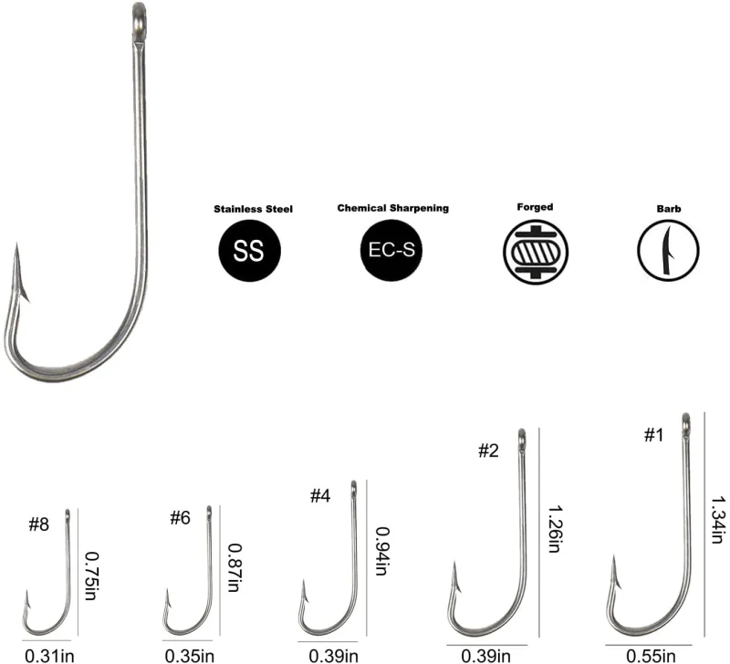 Eupheng 50 pc Each Pack Plus Best Salt Water Stainless Steel Fly Hook Collection O'Shaughnessy Tarpon Hook
