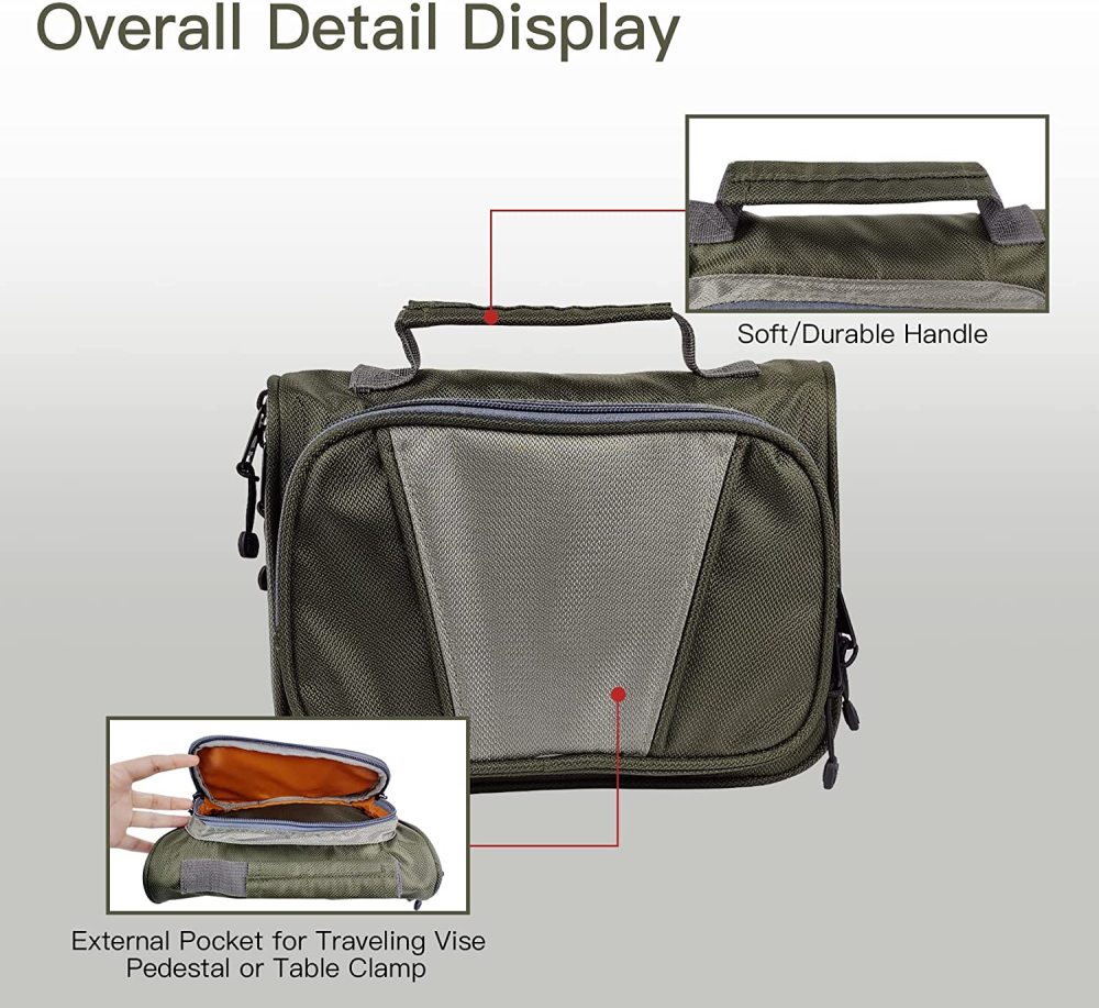 Eupheng Fly Tying Bag Portable Light Weight Bait Storage Bag with Detachable Transparent Poly Bags for Travel Trip