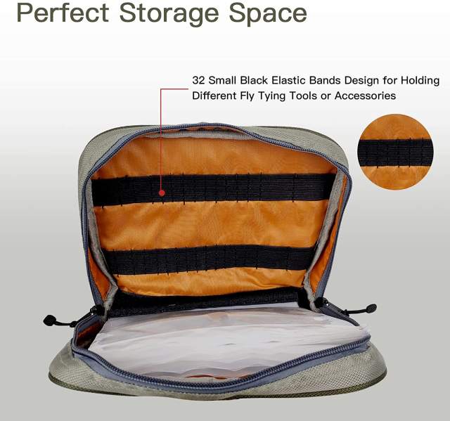 Eupheng Fly Tying Bag Portable Light Weight Bait Storage Bag with Detachable Transparent Poly Bags for Travel Trip