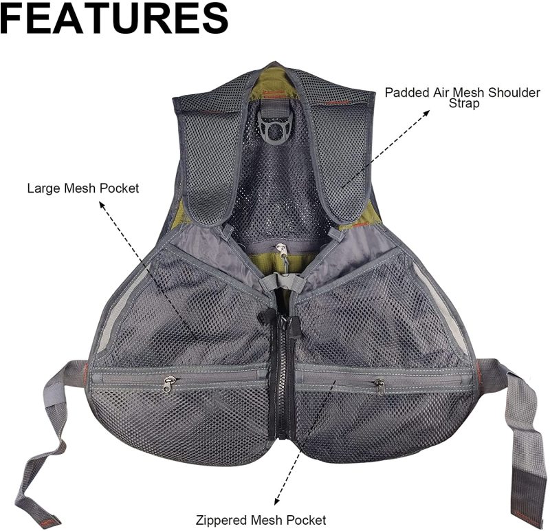 Eupheng Fly Fishing Vest Adjustable Multi-Pockets Multifunctional Fishing Vest Pack for Men and Women, Lightweight Fishing Vest for Outdoor Activities, Hiking, Camping, Travel