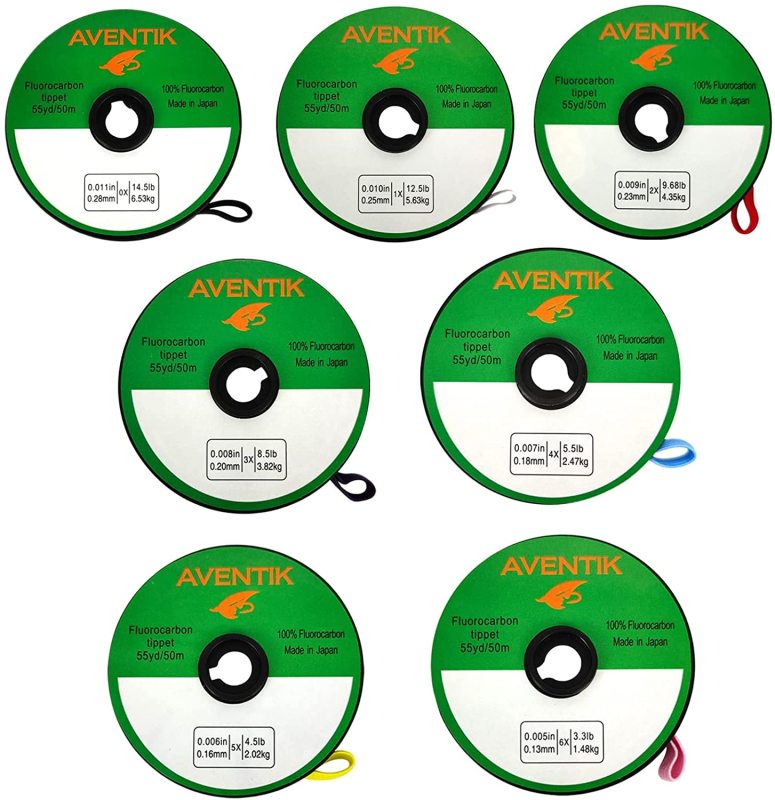 Aventik Fly Fishing Tippet Leader Fluorocarbon Line 3X+4X+5X+6X with Tippet Holder Fast Sinking Invisible Fly Fishing Bass Fishing CarpSaltwater Line 50 Meter/Spool