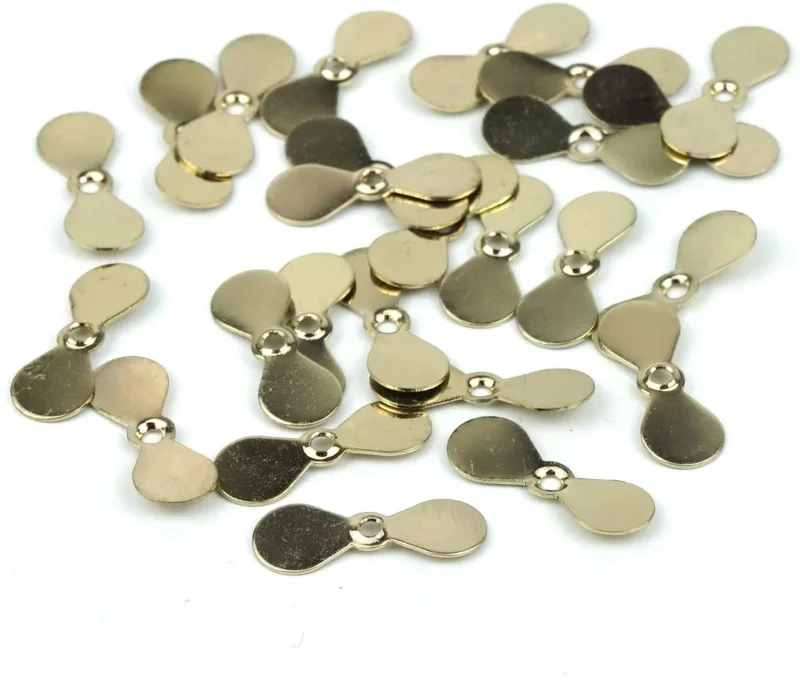Aventik 75pcs Brass Fly Propeller, Well Balanced, Three Sizes, Three Fish Men Approved Finishes; Bass Bugs, Baitfish, Spinner Flies, Fresh Water & Salt Water