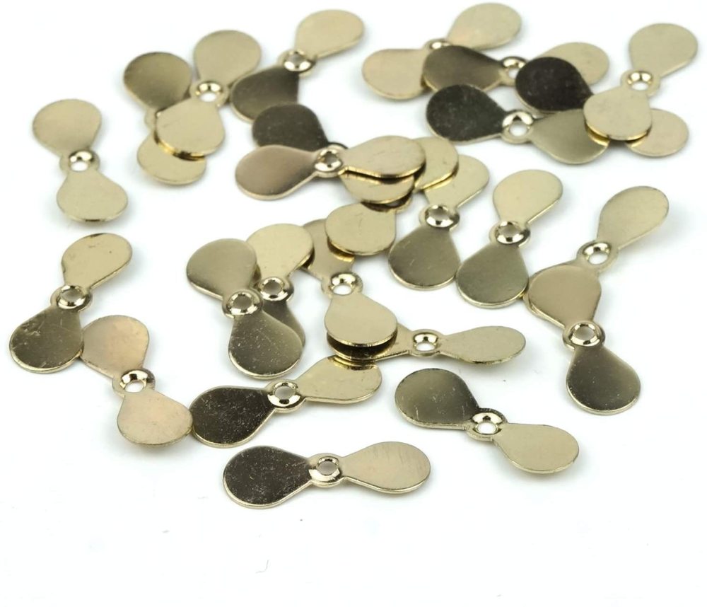 Aventik 75pcs Brass Fly Propeller, Well Balanced, Three Sizes, Three Fish Men Approved Finishes; Bass Bugs, Baitfish, Spinner Flies, Fresh Water & Salt Water
