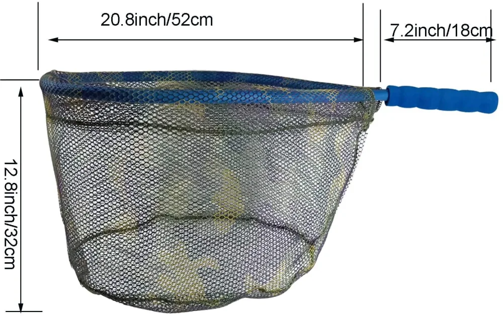Aventik Floating Fishing Net Landing Net Wading Kayak Camouflage Rubber Coating Wade Fishing Surf Fish Fresh Water Fishing Salt Water Fishin