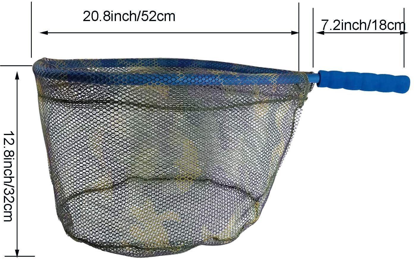 Aventik Floating Fishing Net Landing Net Wading Kayak Camouflage Rubber Coating Wade Fishing Surf Fish Fresh Water Fishing Salt Water Fishing and Small Boats
