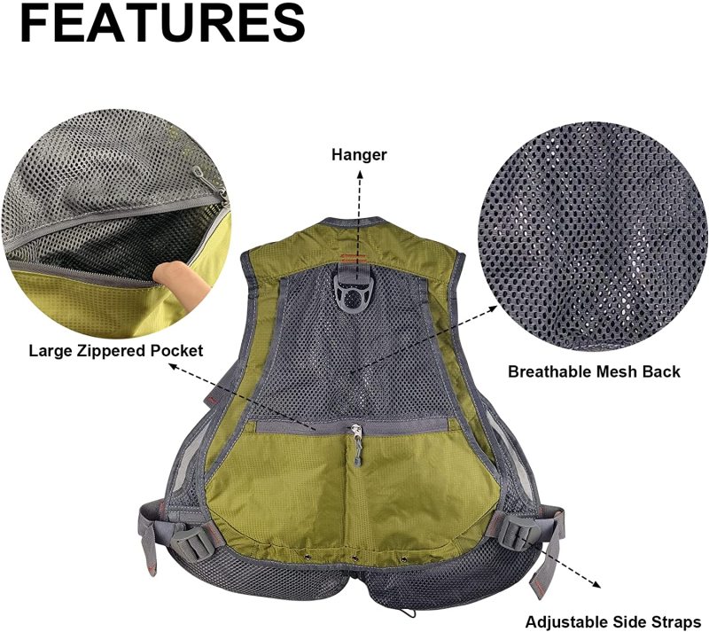 Eupheng Fly Fishing Vest Adjustable Multi-Pockets Multifunctional Fishing Vest Pack for Men and Women, Lightweight Fishing Vest for Outdoor Activities, Hiking, Camping, Travel