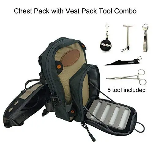 Aventik Fly Fishing Chest Bag Ultra Light Multiple Pockets Chest Pack with Vest Pack Tool Combo