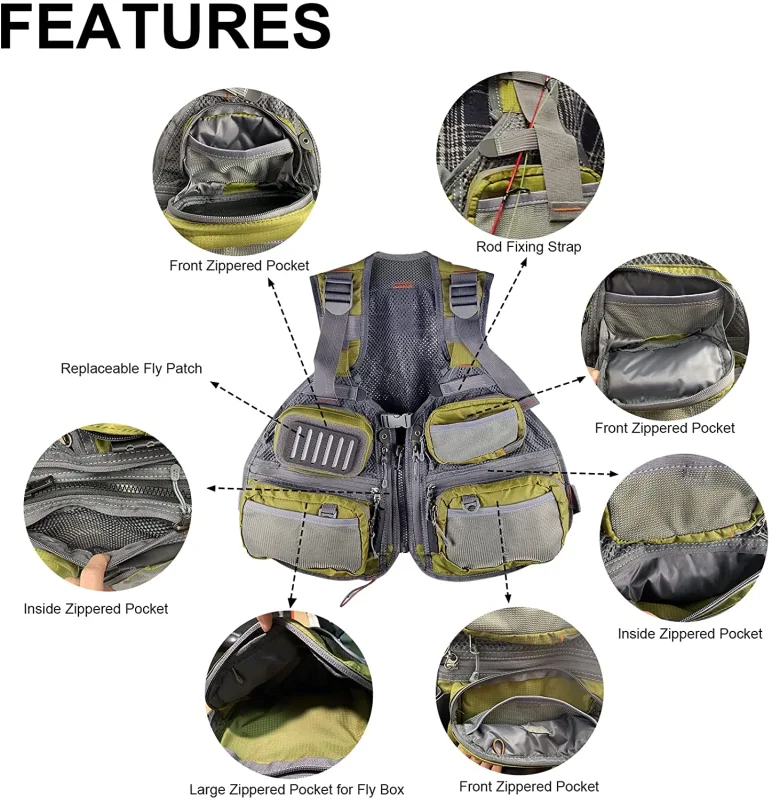 Eupheng Fly Fishing Vest Adjustable Multi-Pockets Multifunctional Fishing  Vest Pack for Men and Women, Lightweight