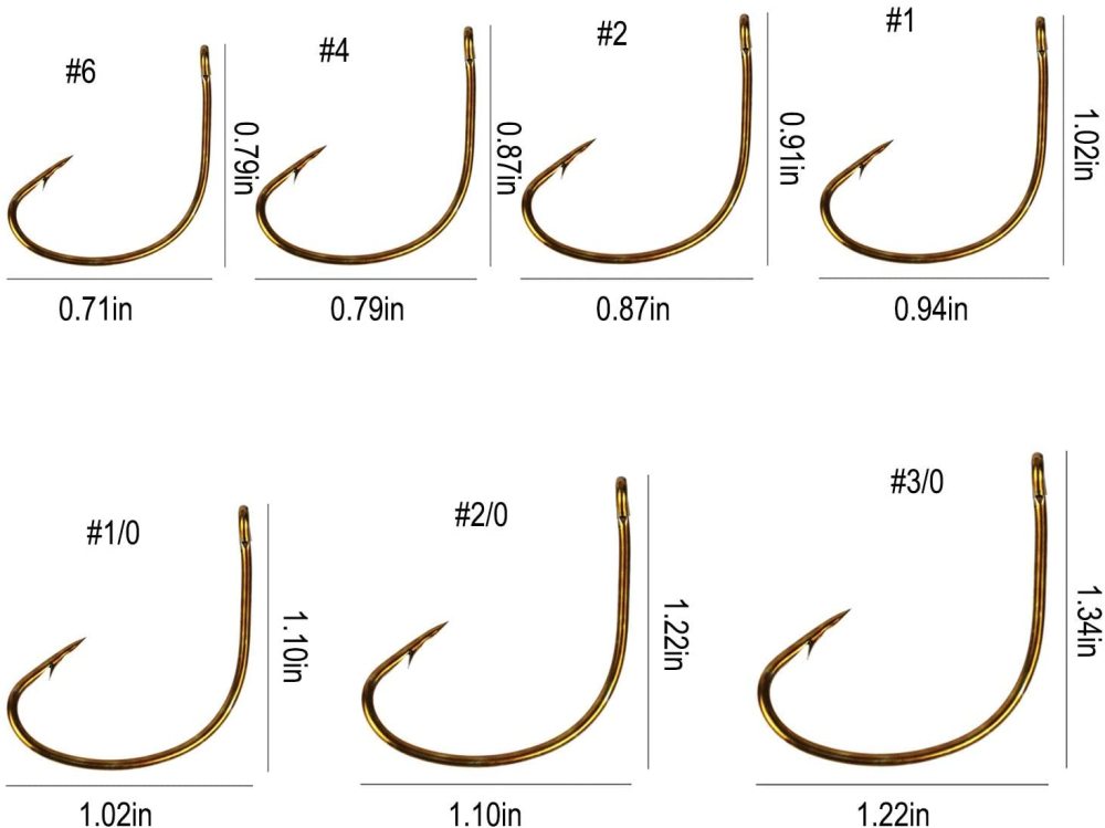 Eupheng EP-PSL41 100PCS Or 150PCS Assortment 6#-3/0# Live Bait Fishing Hooks Offset Light Wire Straight Eye High Carbon Steel Bronze Wide Gap Reversed PointGreat Value Collection