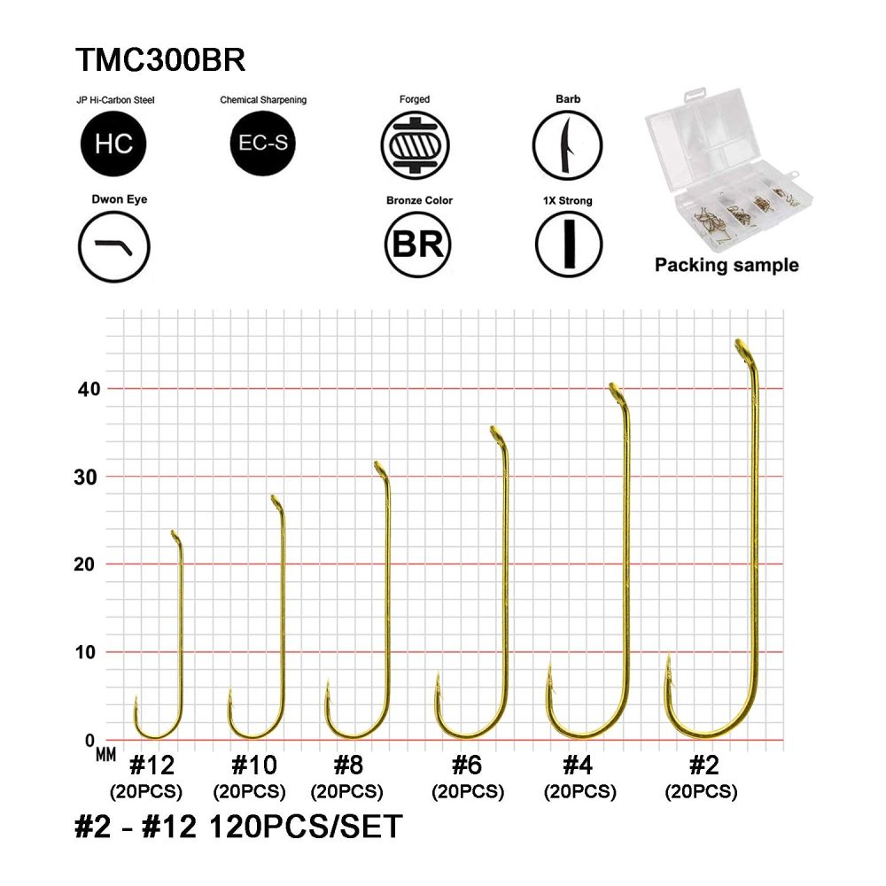Eupheng Assortment 120PCS Streamer Fly Fishing Hook High Carbon Competition Barb Great Value Collection