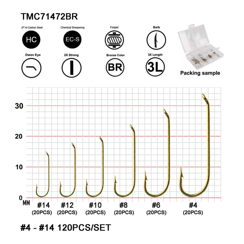 Eupheng Assortment 120PCS Streamer Fly Fishing Hook High Carbon Competition Barb Great Value Collection