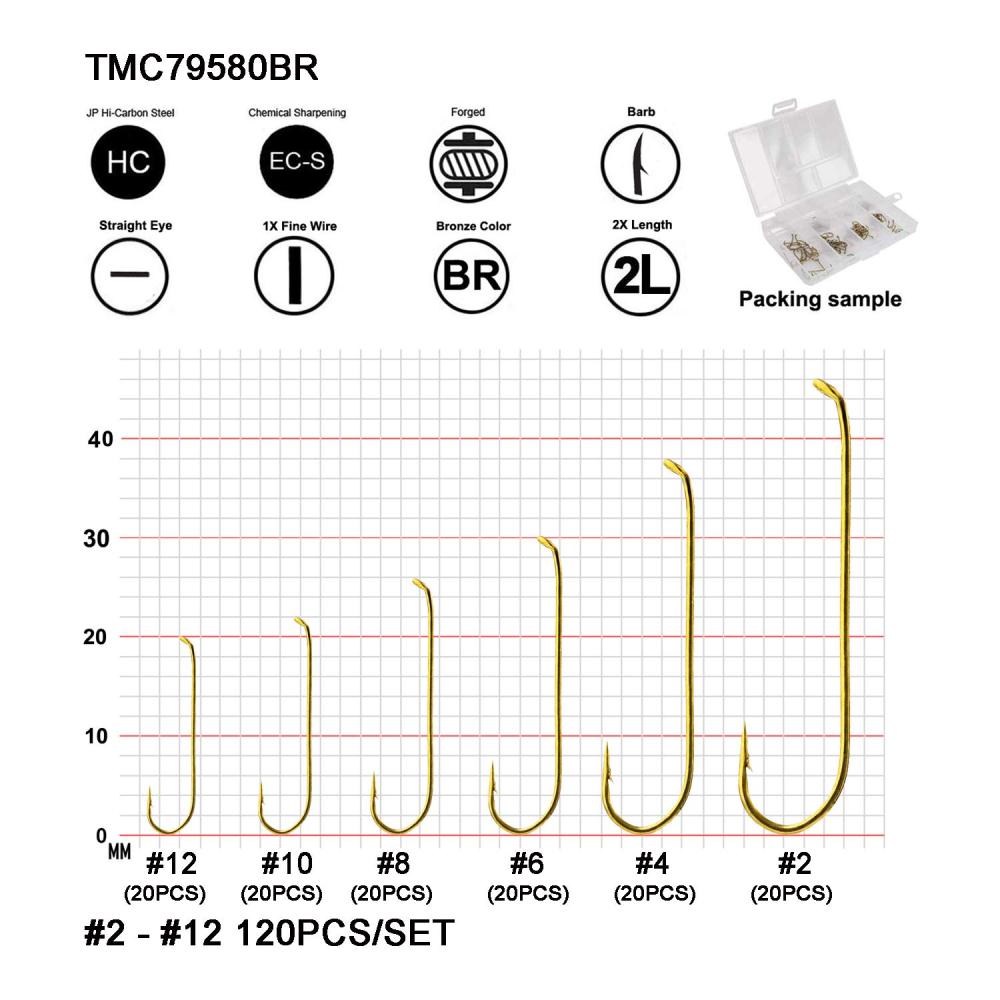 Eupheng Assortment 120PCS Streamer Fly Fishing Hook High Carbon Competition Barb Great Value Collection