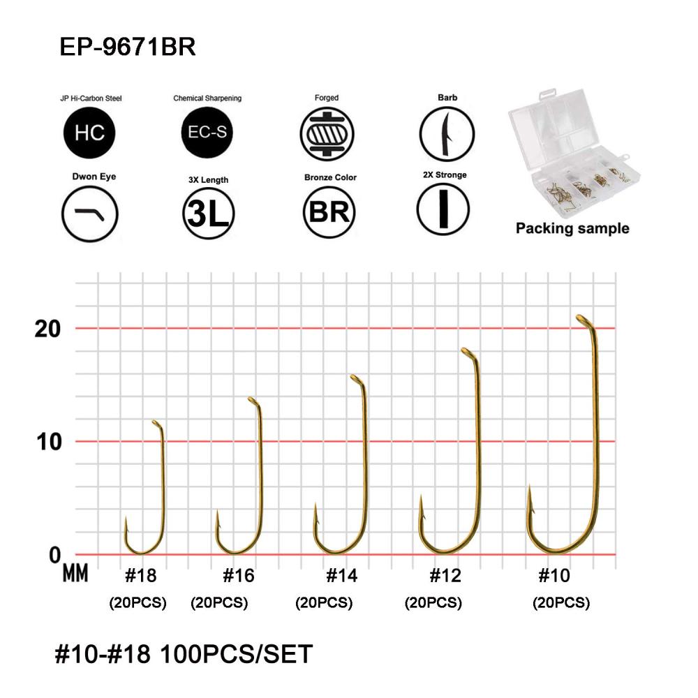 Eupheng Assortment 120PCS Streamer Fly Fishing Hook High Carbon Competition Barb Great Value Collection