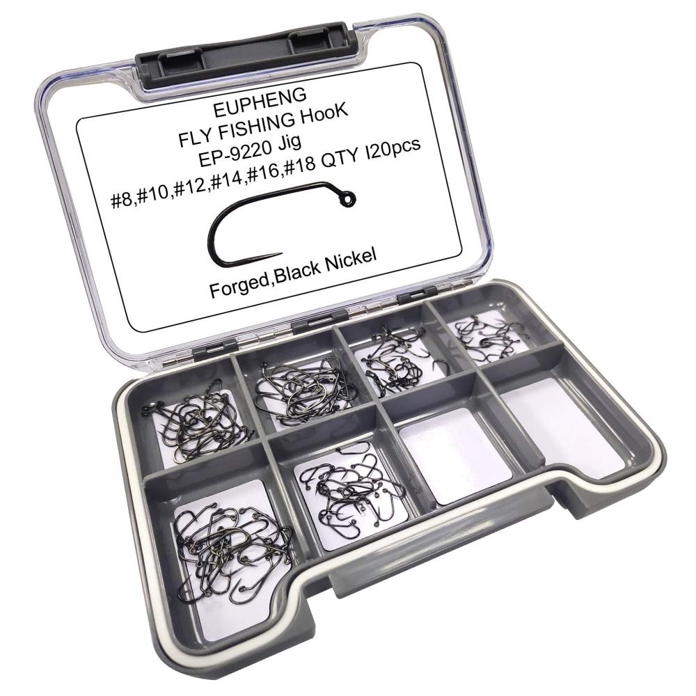 Eupheng Prime Assortment Barbless Fly Fishing Hooks Dry Wet Nymph Streamer Caddis Shrimp Pupea Jig Collection High Carbon Competition Great Value Package