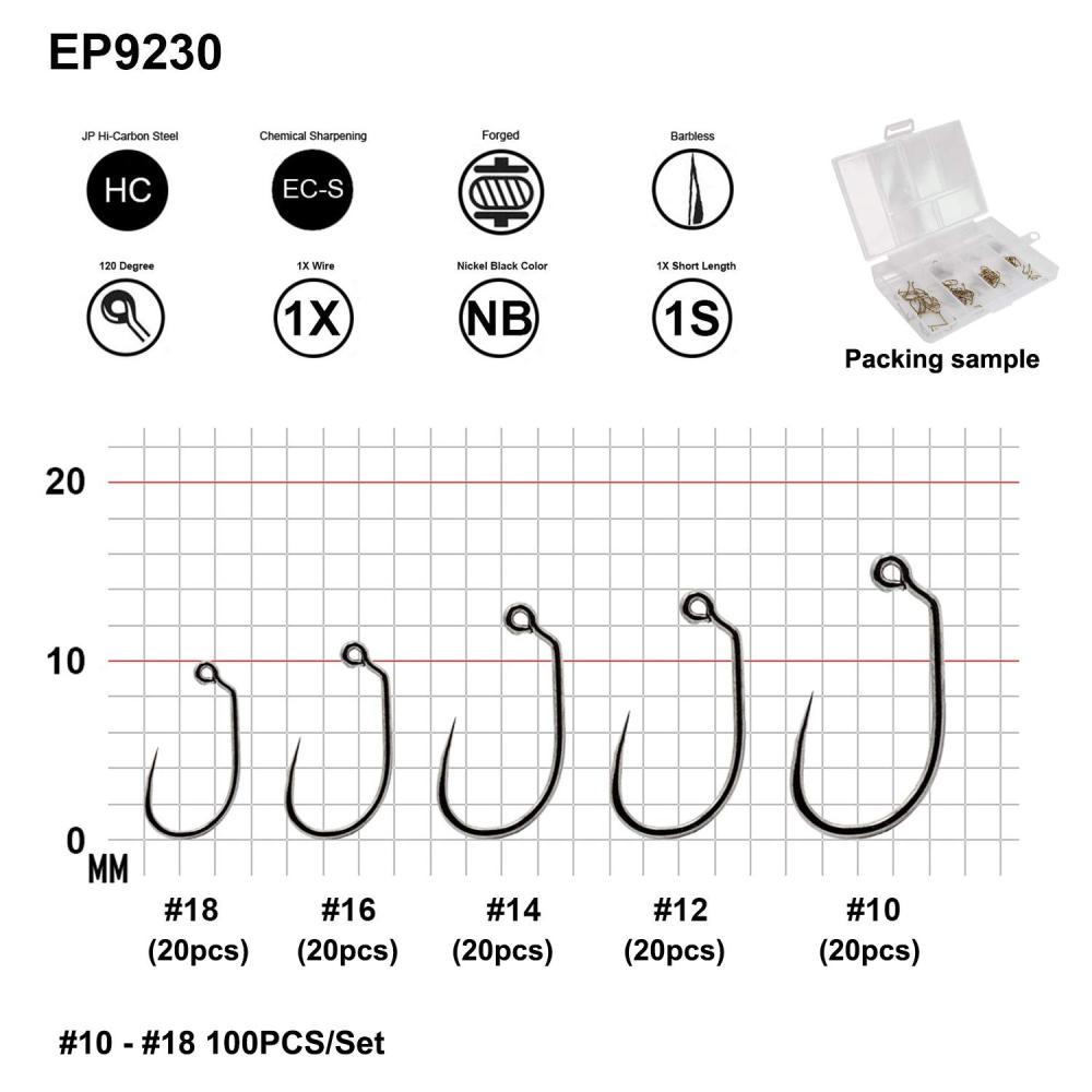 Eupheng Prime Assortment Barbless Fly Fishing Hooks Dry Wet Nymph Streamer Caddis Shrimp Pupea Jig Collection High Carbon Competition Great Value Package