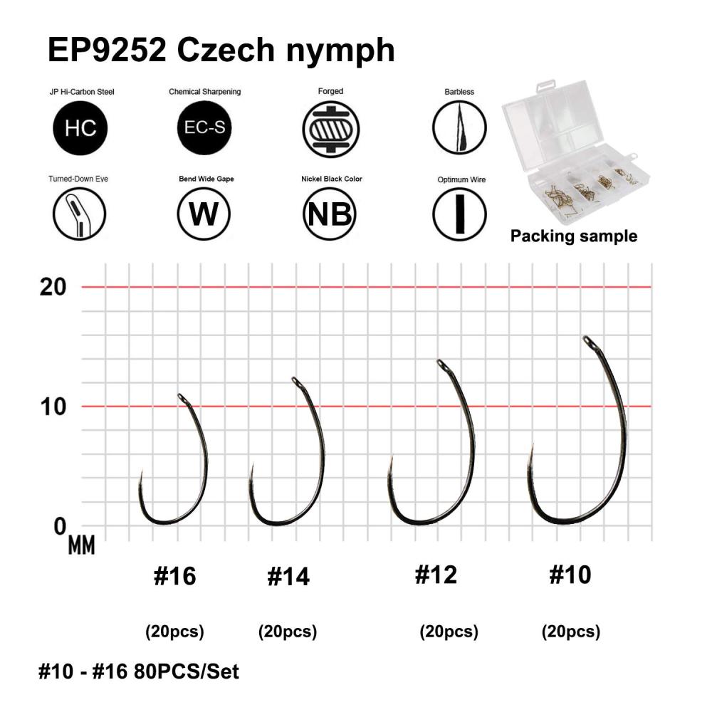 Eupheng Prime Assortment Barbless Fly Fishing Hooks Dry Wet Nymph Streamer Caddis Shrimp Pupea Jig Collection High Carbon Competition Great Value Package