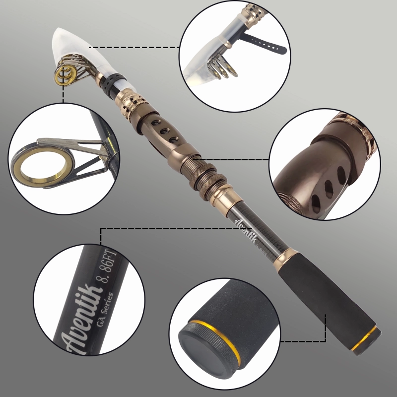 TELESCOPIC FISHING ROD and Reel Combo Full Kit Carbon Fiber Rod Pole  W/Line&Bag $32.97 - PicClick