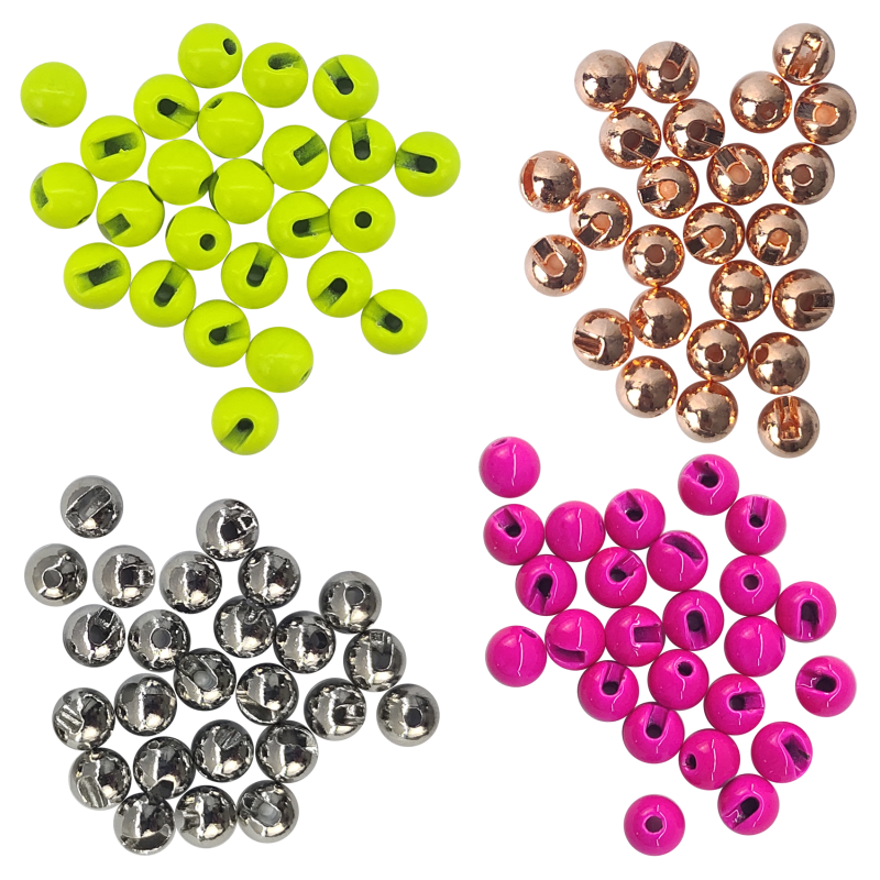 Eupheng Fly Tying Beads 25 PC Slotted Tungsten Beads Head for Nymph Fishing Materials 12 Colors / 5 Sizes