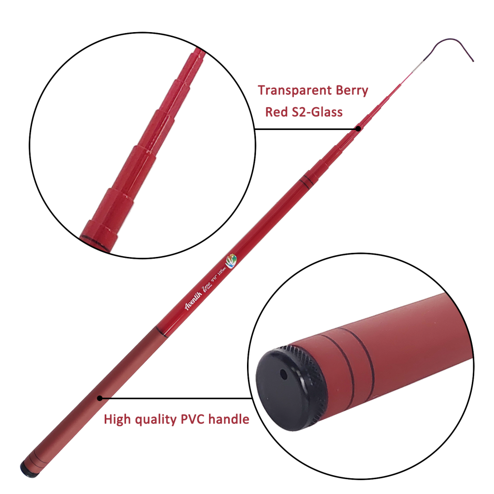 Aventik Zeno S2-Glass Tenkara Rod with 2 Extra Rod Sections 10 Sec in 9ft Excellent Durability and Strength, Collapsed to Only 14.6in, 6:4 Soft M-Action, Super Lightweight and Compact, Elegant Transparent Color Super Eye-catching