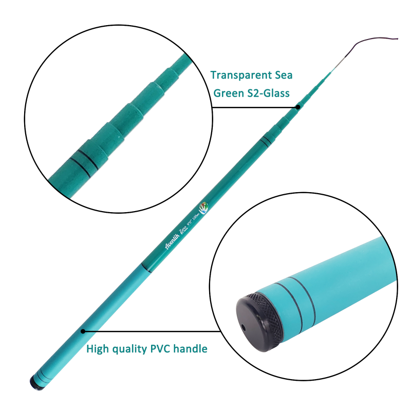 Aventik Zeno S2-Glass Tenkara Rod with 2 Extra Rod Sections 10 Sec in 9ft/10ft Excellent Durability and Strength, Collapsed to Only 14.6in/15.2in, 6:4 Soft M-Action, Super Lightweight and Compact, Elegant Translucent Color Super Eye-catching