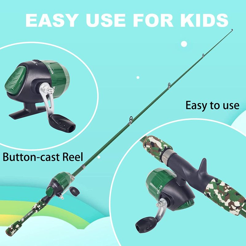 Aventik Kids Fishing Starter Kit - with Tackle Box, Reel, Practice Plug, Beginner's Guide and Travel Bag for Boys, Girls