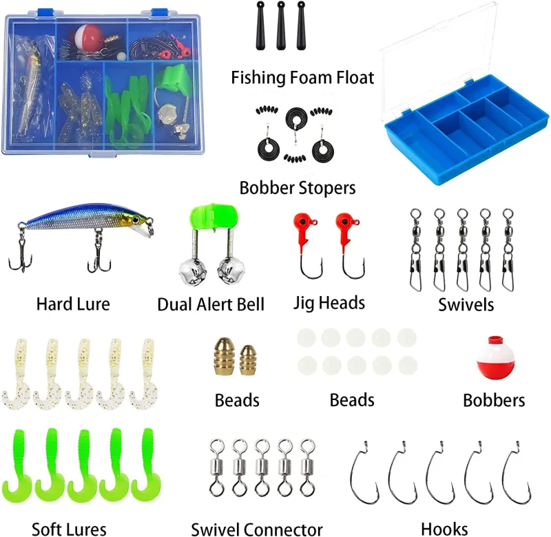 Kids Fishing Starter Kit - with Tackle Box, Reel, Practice Plug
