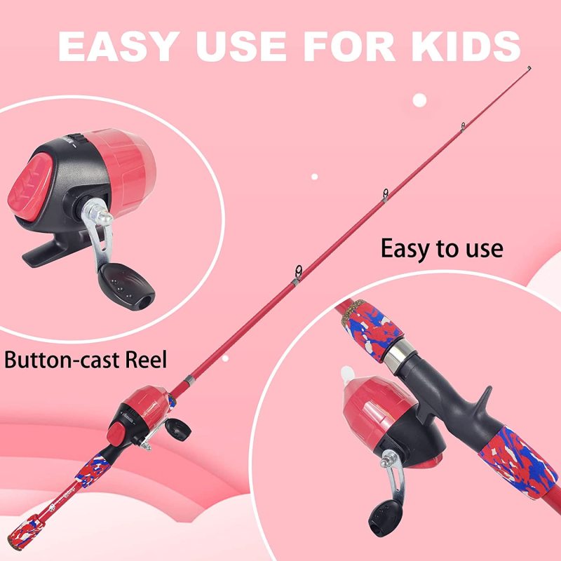 Aventik Kids Fishing Starter Kit - with Tackle Box, Reel, Practice Plug, Beginner's Guide and Travel Bag for Boys, Girls