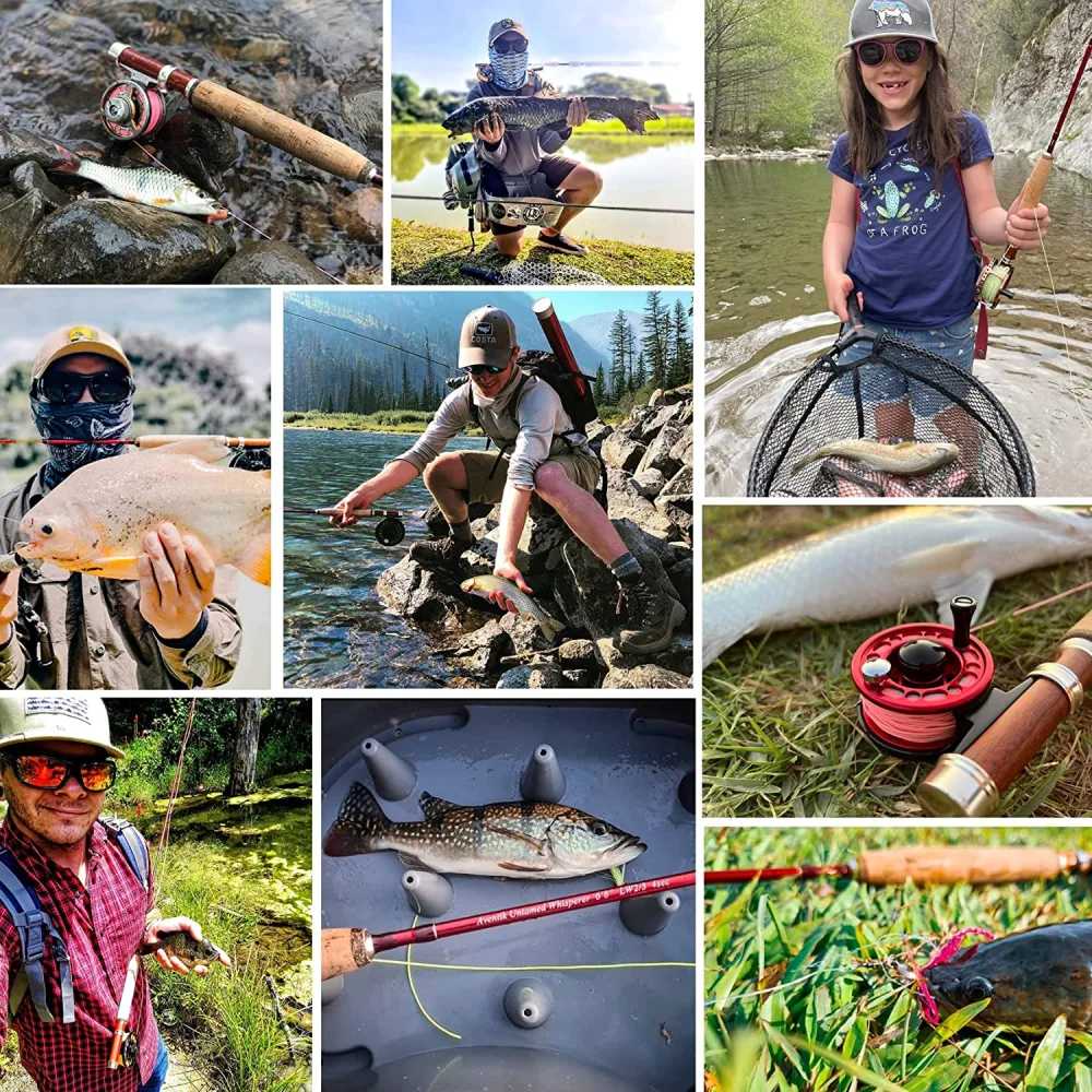 Aventik Whisperer Fly Rod 4 Pieces, 6FT 0/1/2/3wt, 7FT 3/4wt, 24T Corbon Fiber Fast Action Super Compact Freshwater Ultra Light Fly Rod