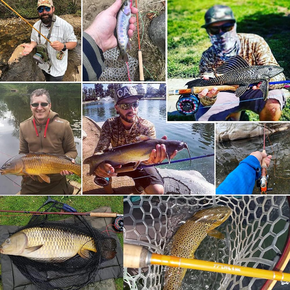 Aventik S-Glass Fly Fishing Rod, 6-8tf 1/2/3/4/5/8wt Ultra Light Classic Medium Fast Action Super Fiberglass Fly Rods in Red,Orange,Brown,Yellow,Green with Carrying Case