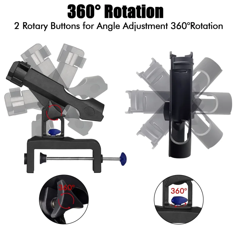 Adjustable Powerlock Kayak Rod Holder for Boats 360 Degree Fishing with Mounting Base