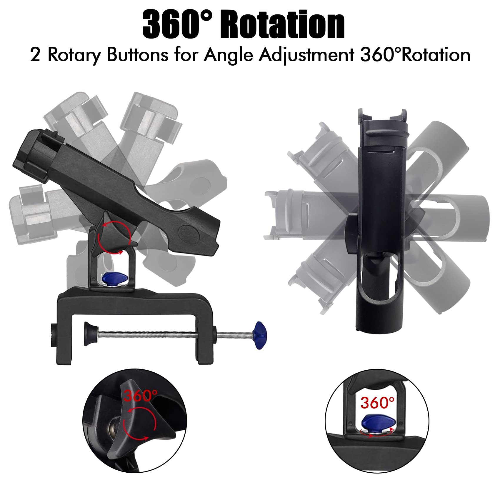 Adjustable Powerlock Kayak Rod Holder for Boats 360 Degree Fishing with Mounting Base