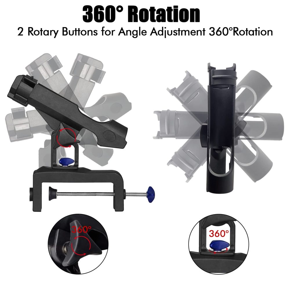 Adjustable Powerlock Kayak Rod Holder for Boats 360 Degree Fishing with Mounting Base