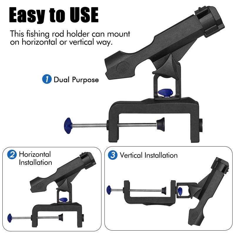 Adjustable Powerlock Kayak Rod Holder for Boats 360 Degree Fishing with Mounting Base