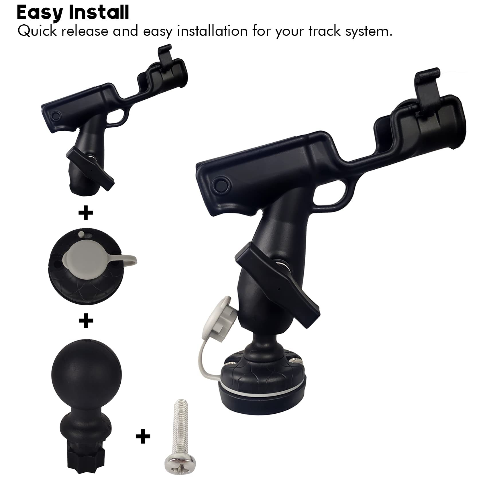 Adjustable Powerlock Kayak Rod Holder for Boats 360 Degree Fishing with Mounting Base