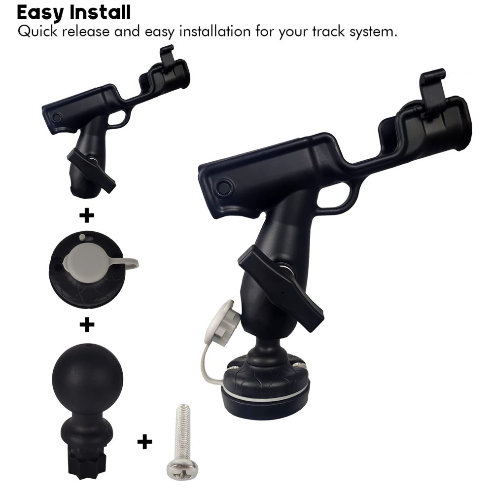 Adjustable Powerlock Kayak Rod Holder for Boats 360 Degree Fishing with Mounting Base