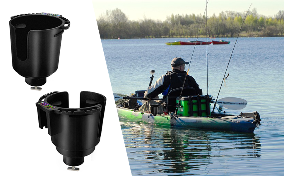 Eupheng Multi-Functional Kayak Cup Holder with Non-Slip Design, Bottle  Holder, Drink Holder Available in 2 Sizes for Fishing Tool & Lures Storage  Suitable for Track Mount Install