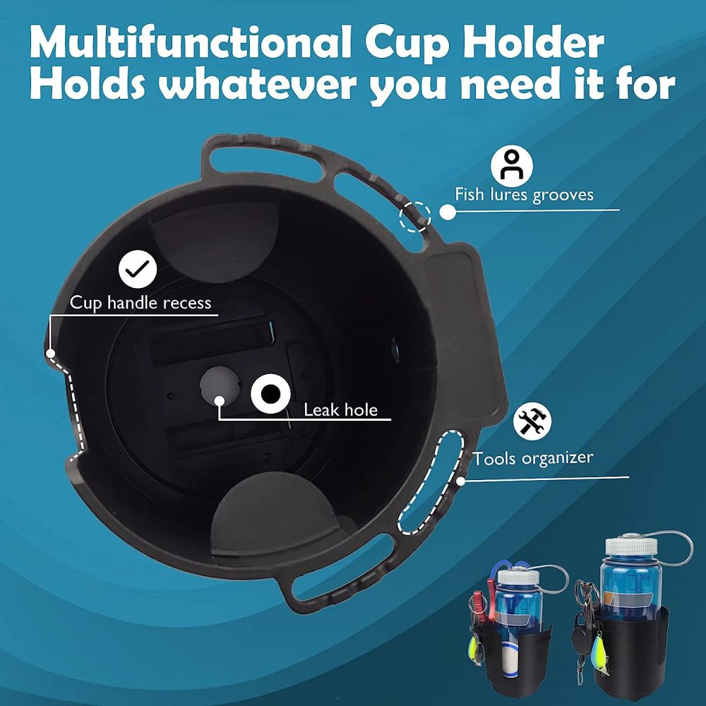 Eupheng Multi-Functional Kayak Cup Holder with Non-Slip Design, Bottle Holder, Drink Holder Available in 2 Sizes for Fishing Tool & Lures Storage Suitable for Track Mount Install