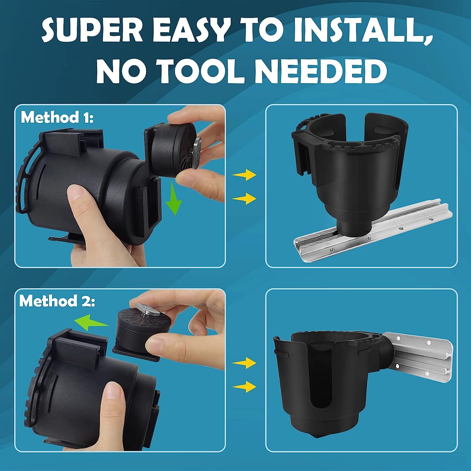 Eupheng Multi-Functional Kayak Cup Holder with Non-Slip Design, Bottle Holder, Drink Holder Available in 2 Sizes for Fishing Tool & Lures Storage Suitable for Track Mount Install