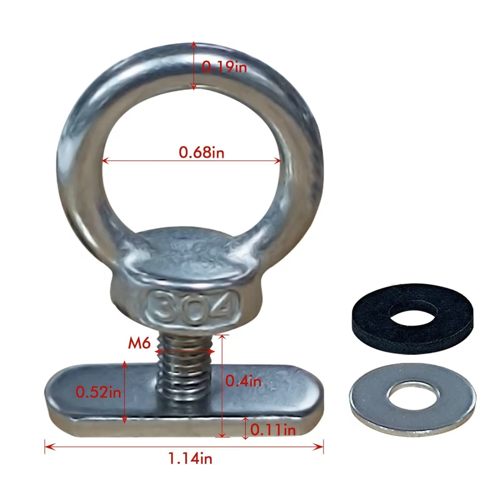 Eupheng Track Mount Kayak Tie Down Eyelet, Kayak Rail Eyelets, Track Mount Tie up Eyelet, Hardware Ring Shaped Eye Bolt, Kayaking Mounting Replacement Kit for Kayak Canoe Boat Bungee Cord Ropes.