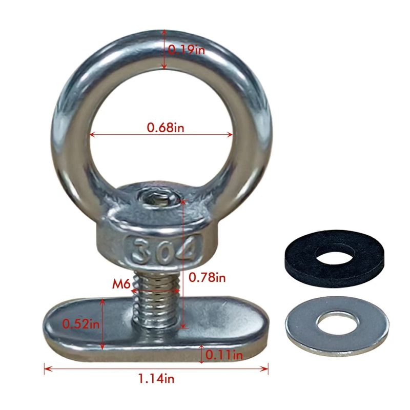 Eupheng Track Mount Kayak Tie Down Eyelet, Kayak Rail Eyelets, Track Mount Tie up Eyelet, Hardware Ring Shaped Eye Bolt, Kayaking Mounting Replacement Kit for Kayak Canoe Boat Bungee Cord Ropes.