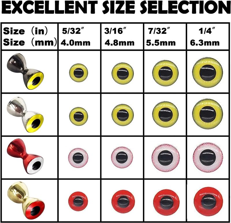 Aventik 25pc Pack Brass Dumbbell Shaped Fish Eyes Realistic Fly Tying Materials, Lure Jig, Easy to Use, Corrosion Resistant, Various Sizes & Colors for Trout