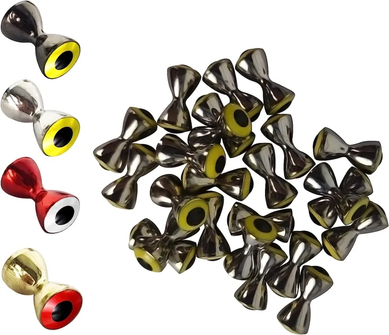 Aventik 25pc Pack Brass Dumbbell Shaped Fish Eyes Realistic Fly Tying Materials, Lure Jig, Easy to Use, Corrosion Resistant, Various Sizes & Colors for Trout